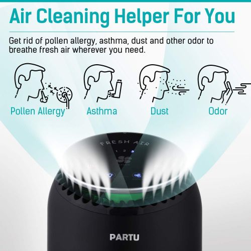  PARTU Air Purifier True HEPA Filter Alleviates Allergies, Eliminates Smoke, Smog,Dust, Pollen, Odor, Germs, Mold，Anion Feature Air Cleaner，No Ozone，Ultra-Silent Sleep Mode(Availabl