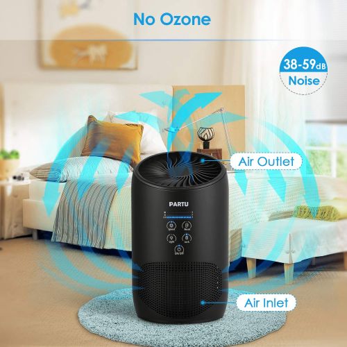  PARTU Hepa Air Purifier - Smoke Air Purifiers for Home with Fragrance Sponge - 100% Ozone Free, Lock Button, Removing 99.97% Allergies, Dust, Pollen, Pet Dander, Mold (Available fo