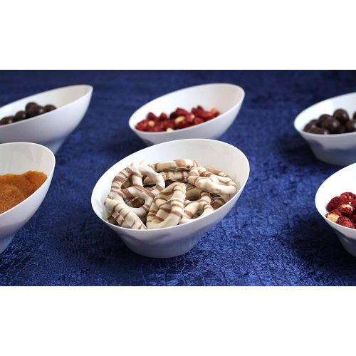  Party Bargains Hard Plastic Angled Small Serving Bowls, Color: White, Value Pack of 16