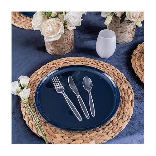  Party Bargains Disposable Cutlery set, SAPPHIRE Design, Clear Color, 360 Pieces: 180 Forks, 120 Spoons, 60 Knives