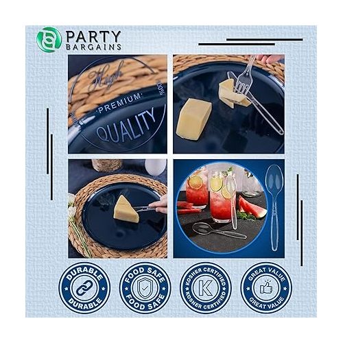  Party Bargains Disposable Cutlery set, SAPPHIRE Design, Clear Color, 360 Pieces: 180 Forks, 120 Spoons, 60 Knives