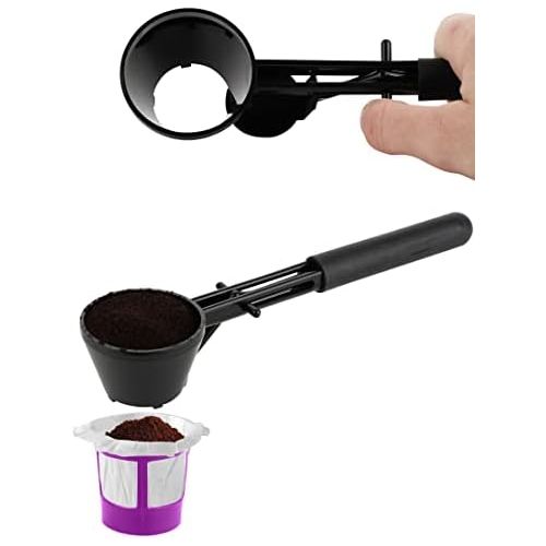  Brew Addicts Coffee Scoop for Keurig Reusable K Cups | Coffee Spoon for Other Single Serve Refillable Capsules Keurig Accessories | Black