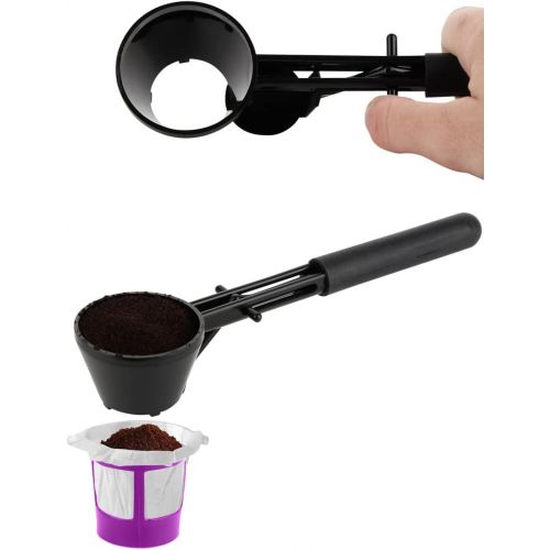  Brew Addicts Coffee Scoop for Keurig Reusable K Cups | Coffee Spoon for Other Single Serve Refillable Capsules Keurig Accessories | Black