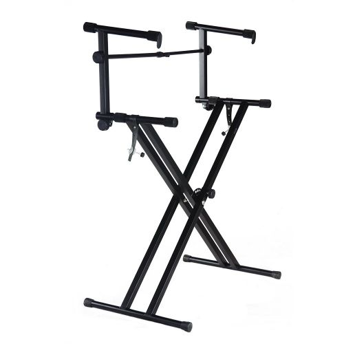  PARTYSAVING Pro Series Portable 2 Tier Doubled Keyboard Stand with Locking Straps APL1158, Two-Tier