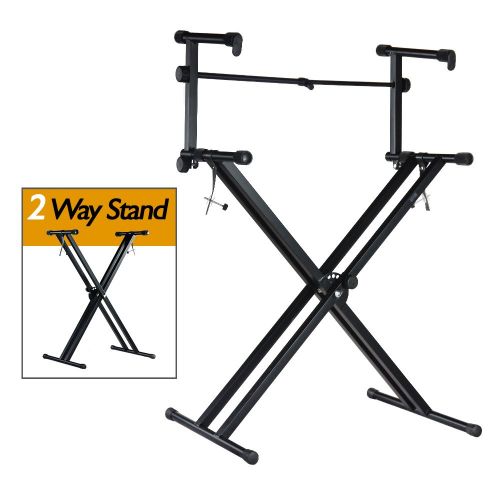  PARTYSAVING Pro Series Portable 2 Tier Doubled Keyboard Stand with Locking Straps APL1158, Two-Tier