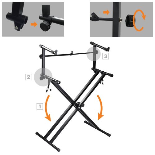  PARTYSAVING Pro Series Portable 2 Tier Doubled Keyboard Stand with Locking Straps APL1158, Two-Tier