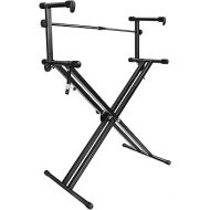 Pro Series Portable 2 Tier Doubled Keyboard Stand with Locking Straps APL1158, Two-Tier