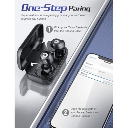  [아마존핫딜][아마존 핫딜] PASONOMI Wireless Earbuds TWS Bluetooth Earbuds Stereo Bluetooth 5.0 Headphones Sports IPX7 Waterproof Wireless Earphones with 2200mah Charging Case/Box, Built-in Mic