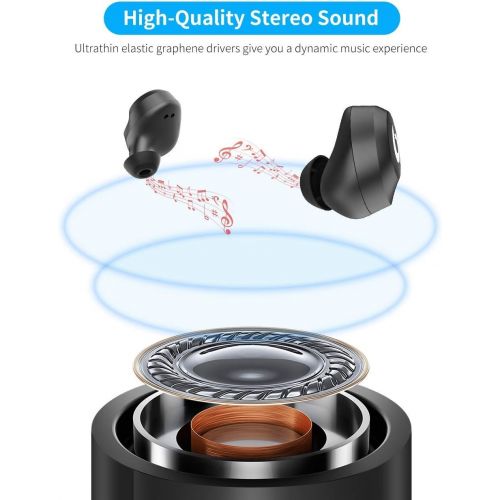  [아마존베스트]PASONOMI Bluetooth Earbuds Wireless Headphones Bluetooth Headset Wireless Earphones IPX7 Waterproof Bluetooth 5.0 Stereo Hi-Fi Sound with 2200mA Charging Case [2019 Version] (Black