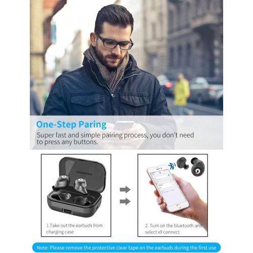  [아마존베스트]PASONOMI Bluetooth Earbuds Wireless Headphones Bluetooth Headset Wireless Earphones IPX7 Waterproof Bluetooth 5.0 Stereo Hi-Fi Sound with 2200mA Charging Case [2019 Version] (Black