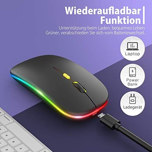  [아마존베스트]Pasonomi Wireless Rechargeable LED PC Mouse, Quiet Wireless Mouse, Laptop Mouse with a USB Receiver Type C