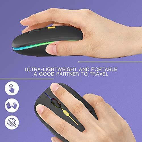  [아마존베스트]Pasonomi Wireless Rechargeable LED PC Mouse, Quiet Wireless Mouse, Laptop Mouse with a USB Receiver Type C