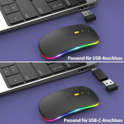  [아마존베스트]Pasonomi Wireless Rechargeable LED PC Mouse, Quiet Wireless Mouse, Laptop Mouse with a USB Receiver Type C