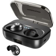 PASONOMI Bluetooth Earbuds Wireless Headphones Bluetooth Headset Wireless Earphones IPX7 Waterproof 72H Playtime Bluetooth 5.0 Stereo Hi-Fi Sound with 2200mAH Charging Case (Black)