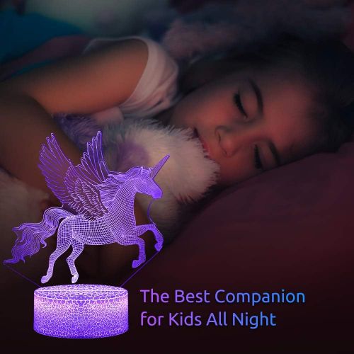  [아마존베스트]PASTACO Unicorns Gifts for Girls, Unicorn Night Lights for Girls Room, 16 Colors Changing & Dimmable LED Bedside Lamp for Girls Bedroom with Remote/Touch Unicorn Toys for Kids Birt