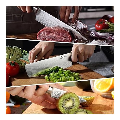  PAUDIN Kitchen Knife Set, 3 Piece High Carbon Stainless Steel Professional Chef Knife Set with Ultra Sharp Blade & Wooden Handle (Kitchen Knife Set 3 Pcs)