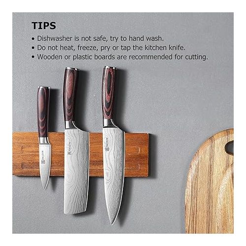  PAUDIN Kitchen Knife Set, 3 Piece High Carbon Stainless Steel Professional Chef Knife Set with Ultra Sharp Blade & Wooden Handle (Kitchen Knife Set 3 Pcs)