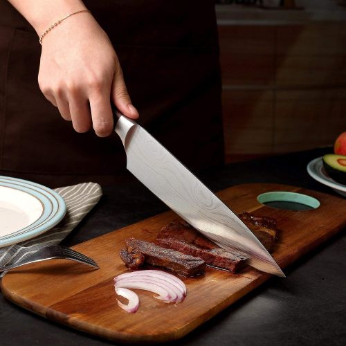  PAUDIN Kochmesser Kuechenmesser 20cm Profi Messer Chefmesser Allzweckmesser aus hochwertigem Carbon Edelstahl, Extra Scharfe Messerklinge mit ergonomischer Griff