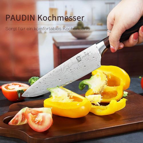  PAUDIN Kochmesser Kuechenmesser 20cm Profi Messer Chefmesser Allzweckmesser aus hochwertigem Carbon Edelstahl, Extra Scharfe Messerklinge mit ergonomischer Griff