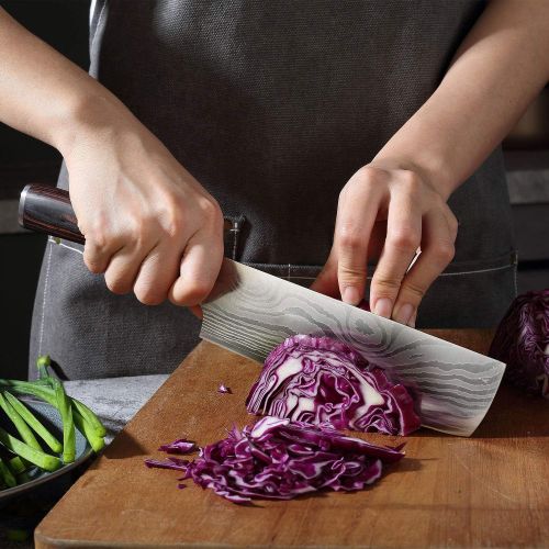  [아마존핫딜][아마존 핫딜] Nakiri Knife - PAUDIN Razor Sharp Meat Cleaver 7 inch High Carbon German Stainless Steel Vegetable Kitchen Knife, Multipurpose Asian Chef Knife for Home and Kitchen with Ergonomic