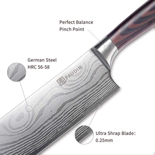  [아마존핫딜][아마존 핫딜] Nakiri Knife - PAUDIN Razor Sharp Meat Cleaver 7 inch High Carbon German Stainless Steel Vegetable Kitchen Knife, Multipurpose Asian Chef Knife for Home and Kitchen with Ergonomic