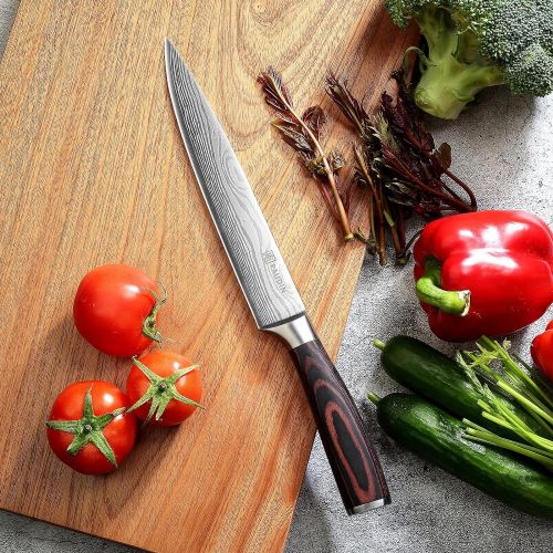  PAUDIN Carving Knife - PAUDIN Razor Sharp Slicing Knife, 8 Inch Sushi Knife, High Carbon Stainless Steel Sashimi Knife with Ergonomic Handle for Carving Turkey Cutting Meats, Veget