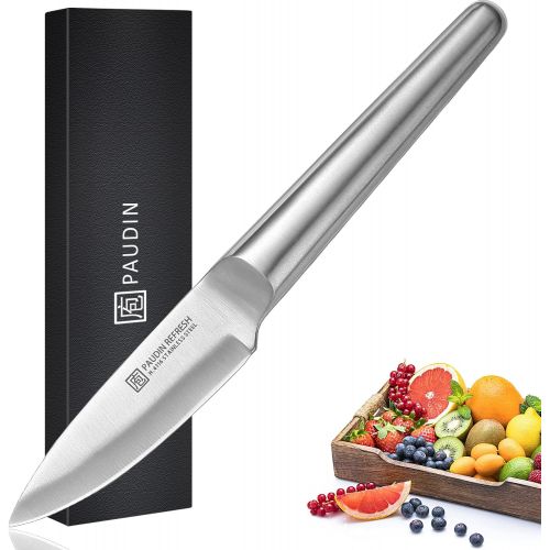  PAUDIN Paring Knife, 3.5 Inch High Carbon German Stainless Steel Kitchen Knife, Super Sharp Fruit Knife with Ergonomic Hollow Handle, for Peeling, Trimming, and Garnishing Fruit an