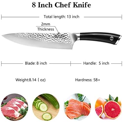  [아마존베스트]PAUDIN Chef Knife, Ultra Sharp Professional Chefs Knife, 8 Inch German High Carbon Stainless Steel Forged Blade Kitchen Knife with Ergonomic Full Tang ABS Handle, Cooking Knife for