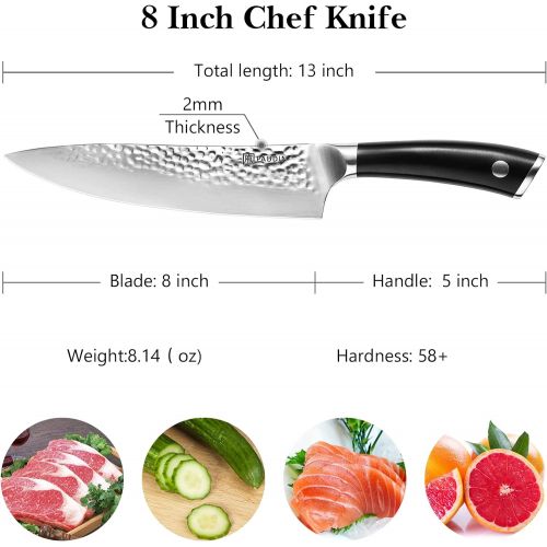  [아마존베스트]PAUDIN Chef Knife, Ultra Sharp Professional Chefs Knife, 8 Inch German High Carbon Stainless Steel Forged Blade Kitchen Knife with Ergonomic Full Tang ABS Handle, Cooking Knife for