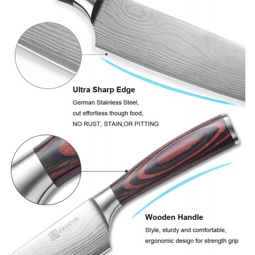  [아마존베스트]Chef’s Knife - PAUDIN Pro Kitchen Knife, 8-Inch Chefs Knife N1 made of German High Carbon Stainless Steel, Ergonomic Handle, Ultra Sharp, The Best Choice for Kitchen & Restaurant