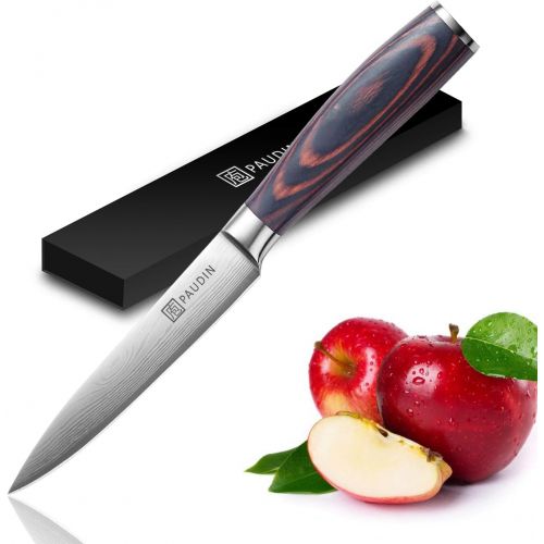  [아마존베스트]Utility Knife - PAUDIN 5 inch Chef Knife German High Carbon Stainless Steel Knife, Fruit and Vegetable Cutting Chopping Carving Knives, Ergonomic Handle with Gifted Box