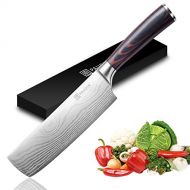 Nakiri Knife PAUDIN Razor Sharp Meat Cleaver 7 inch High Carbon German Stainless Steel Vegetable Kitchen Knife, Multipurpose Asian Chef Knife for Home and Kitchen with Ergonomic