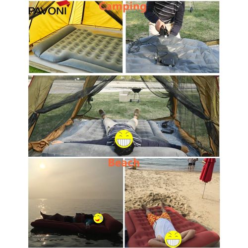  [아마존베스트]PAVONI Car Inflatable Air Camping Mattress Pad  with Electric Mattress Pump, Towel, Repair Patches & Storage Bag  Bed Mattress for SUVs, RVs & Minivans  Quick Inflation/Deflatio