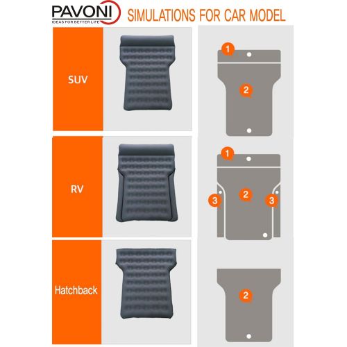  [아마존베스트]PAVONI Car Inflatable Air Camping Mattress Pad  with Electric Mattress Pump, Towel, Repair Patches & Storage Bag  Bed Mattress for SUVs, RVs & Minivans  Quick Inflation/Deflatio