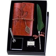 [아마존 핫딜]  [아마존핫딜]PAWACA Pawaca Quill Pen,Natural Handcrafted Luxury Quill Pen and Ink Set,Antique Dip Feather Pen Set Calligraphy Pen Set Writing Quill Ink Dip Pen with Notebook Ink Pen Holder,Gift Set.