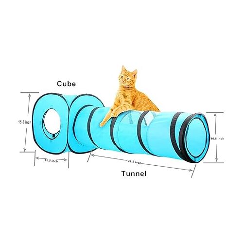  PAWISE Cat Tunnel,Interactive Cat Toy,Pop Up Collapsible Cat Tunnels for Indoor Cats with Foldable Cat Cube (Tunnel Cube)