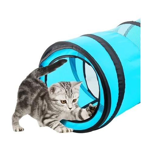  PAWISE Cat Tunnel,Interactive Cat Toy,Pop Up Collapsible Cat Tunnels for Indoor Cats with Foldable Cat Cube (Tunnel Cube)