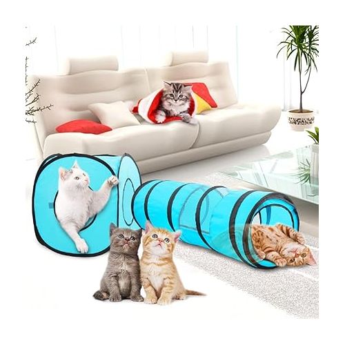  PAWISE Cat Tunnel,Interactive Cat Toy,Pop Up Collapsible Cat Tunnels for Indoor Cats with Foldable Cat Cube (Tunnel Cube)