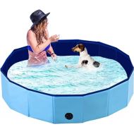 PAWISE Swimming Pool for Dogs Outdoor Foldable Pet Dog Bath Tub Collapsible Puppy Pools for Outside (47'' X 12'')