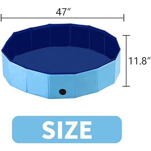  PAWISE Swimming Pool for Dogs Outdoor Foldable Pet Dog Bath Tub Collapsible Puppy Pools for Outside (47'' X 12'')