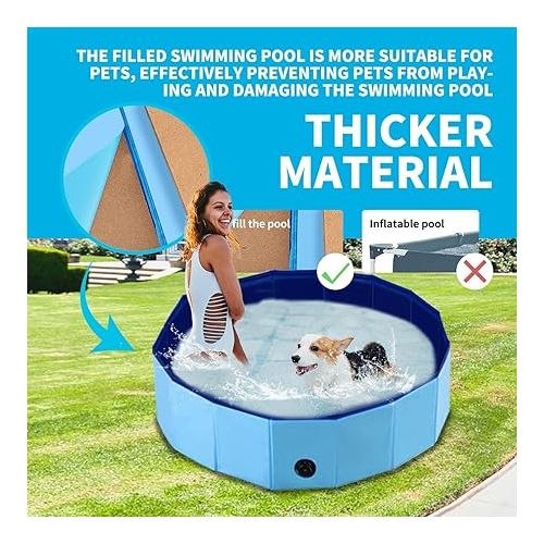  PAWISE Swimming Pool for Dogs Outdoor Foldable Pet Dog Bath Tub Collapsible Puppy Pools for Outside (47'' X 12'')