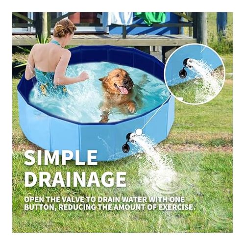  PAWISE Swimming Pool for Dogs Outdoor Foldable Pet Dog Bath Tub Collapsible Puppy Pools for Outside (47'' X 12'')