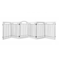 PAWLAND 144-inch Extra Wide 36-inch Tall Dog gate with Door Walk Through, Freestanding Wire Pet...