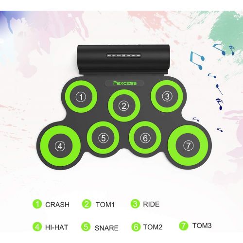  [아마존 핫딜] [아마존핫딜]PAXCESS Electronic Drum Set, Roll Up Drum Practice Pad Midi Drum Kit with Headphone Jack Built-in Speaker Drum Pedals Drum Sticks 10 Hours Playtime, Great Holiday Birthday Gift for