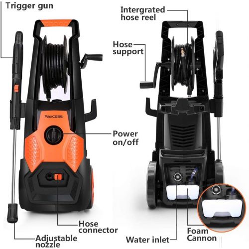  [아마존 핫딜] [아마존핫딜]PAXCESS Electric Pressure Washer 2150 PSI 1.85 GPM High Pressure Power Washer Machine with All-in-One Nozzle, Hose Reel, Detergent Tank Best for Cleaning Car/Vehicle/Floor/Wall/Fur