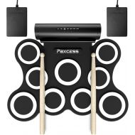 PAXCESS 9 Pads Electronic Drum Set, Electric Drum Set with Headphone Jack, Built in Speaker and Battery, Drum Stick, Foot Pedals, Best Gift for Christmas Holiday Birthday