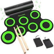 PAXCESS Electronic Drum Set, Roll Up Drum Practice Pad Midi Drum Kit with Headphone Jack Built-in Speaker Drum Pedals Drum Sticks 10 Hours Playtime, Great Holiday Birthday Gift for