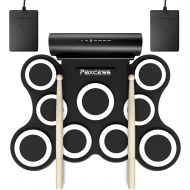 [아마존베스트]PAXCESS 9 Pads Electronic Drum Set, Electric Drum Set with Headphone Jack, Built in Speaker and Battery, Drum Stick, Foot Pedals, Best Gift for Christmas Holiday Birthday
