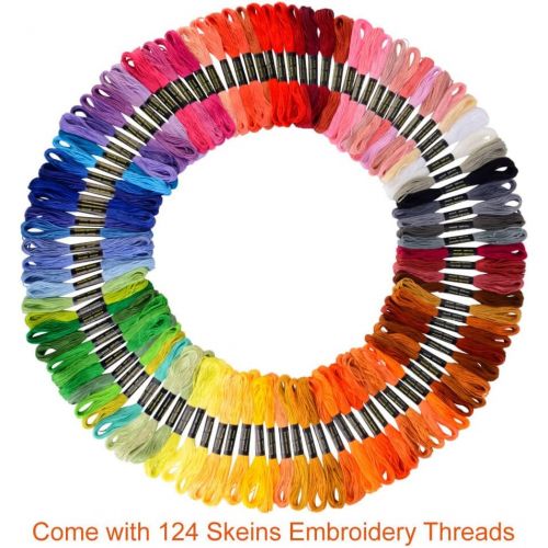  Paxcoo 124 Skeins Embroidery Floss Cross Stitch Thread with Needles