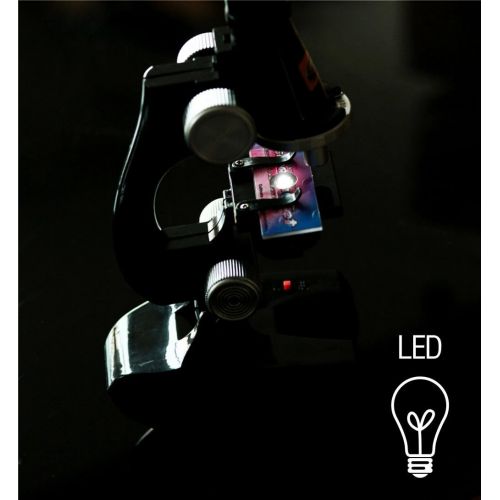  [아마존베스트]PBOX Science Kits for Kids Microscope Beginner Microscope Kit LED 100X, 400x, and 1200x Magnification Kids Science Toys,red